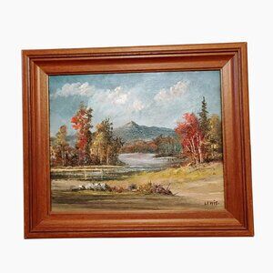Original Framed Oil Painting by Paul Lewis, New Hampshire Landscape Art 12x10